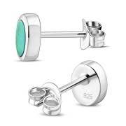  Turquoise Oval Silver Stud Earrings, e345